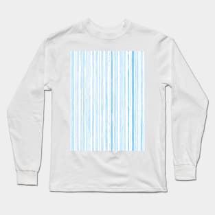 pastel striped pattern brush strokes. blue linen textured Long Sleeve T-Shirt